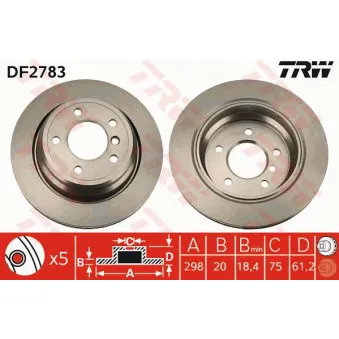 Jeu de 2 disques de frein arrière TRW DF2783