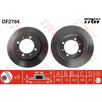 Jeu de 2 disques de frein arrière TRW DF2784