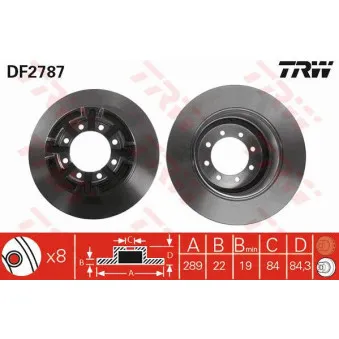 Jeu de 2 disques de frein arrière TRW DF2787