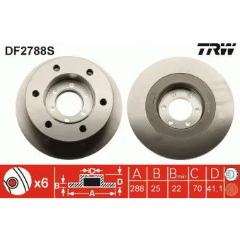 Jeu de 2 disques de frein avant TRW DF2788S