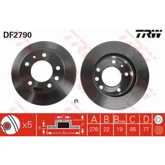 Jeu de 2 disques de frein avant TRW DF2790