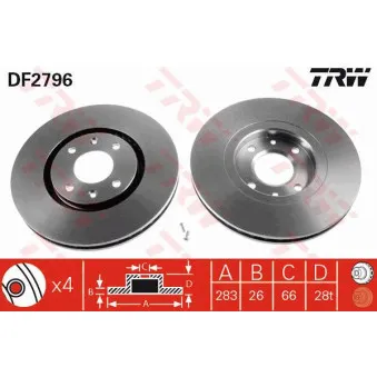 Jeu de 2 disques de frein avant TRW