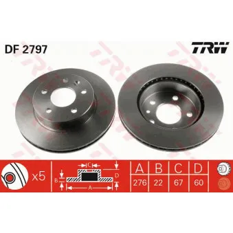 Jeu de 2 disques de frein avant TRW DF2797