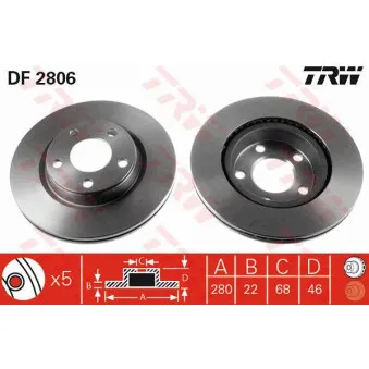 Jeu de 2 disques de frein avant TRW DF2806