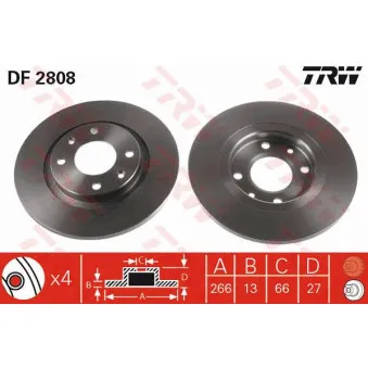 Jeu de 2 disques de frein avant TRW DF2808