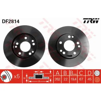 Jeu de 2 disques de frein avant TRW