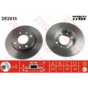 Jeu de 2 disques de frein avant TRW DF2815