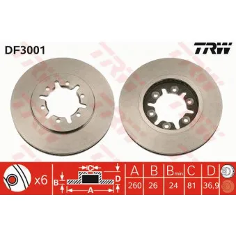 Jeu de 2 disques de frein avant TRW