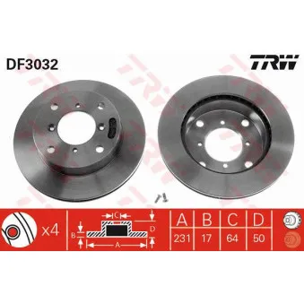 Jeu de 2 disques de frein avant TRW DF3032