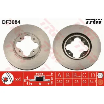 Jeu de 2 disques de frein avant TRW