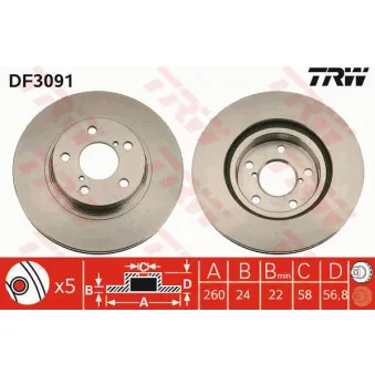 Jeu de 2 disques de frein avant TRW DF3091