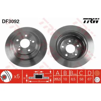 Jeu de 2 disques de frein arrière TRW DF3092