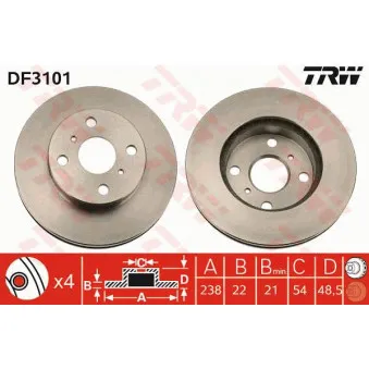 Jeu de 2 disques de frein avant TRW DF3101