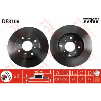 Jeu de 2 disques de frein avant TRW