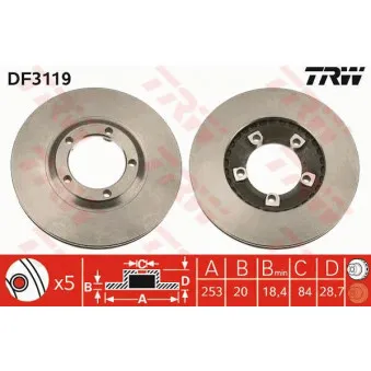 Jeu de 2 disques de frein avant TRW