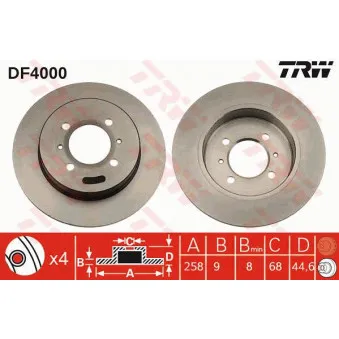 Jeu de 2 disques de frein arrière TRW DF4000