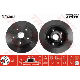 Jeu de 2 disques de frein arrière TRW DF4003
