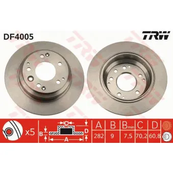 Jeu de 2 disques de frein arrière TRW