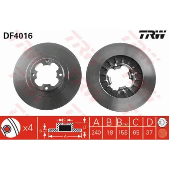 Jeu de 2 disques de frein avant TRW DF4016