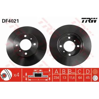 Jeu de 2 disques de frein avant TRW DF4021