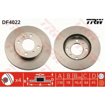 Jeu de 2 disques de frein avant TRW DF4022