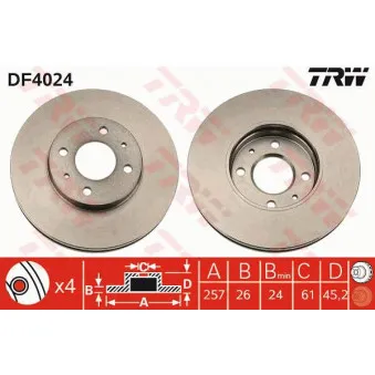 Jeu de 2 disques de frein avant TRW
