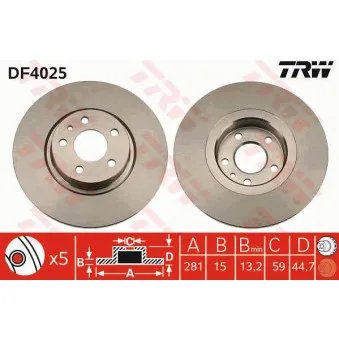Jeu de 2 disques de frein avant TRW