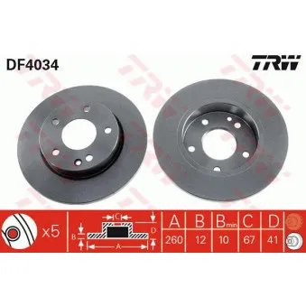 Jeu de 2 disques de frein avant TRW DF4034