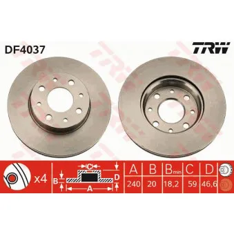 Jeu de 2 disques de frein avant TRW DF4037