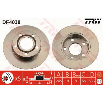 Jeu de 2 disques de frein arrière TRW