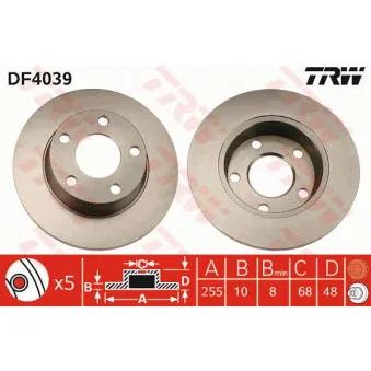 Jeu de 2 disques de frein arrière TRW DF4039