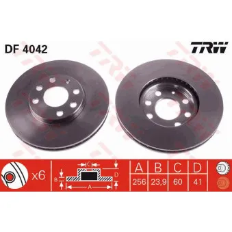 Jeu de 2 disques de frein avant TRW DF4042
