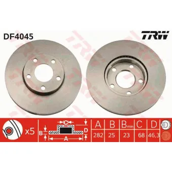 Jeu de 2 disques de frein avant TRW DF4045