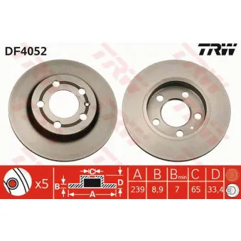 Jeu de 2 disques de frein arrière TRW DF4052