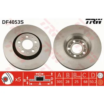 Jeu de 2 disques de frein avant TRW DF4053S