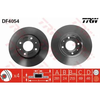 Jeu de 2 disques de frein avant TRW DF4054
