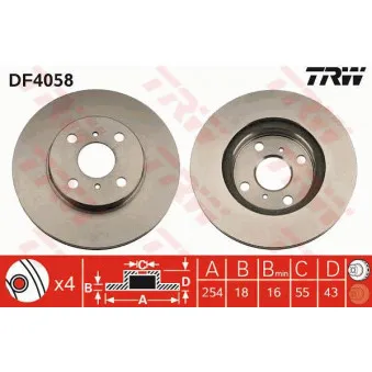Jeu de 2 disques de frein avant TRW DF4058