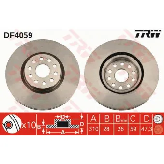 Jeu de 2 disques de frein avant TRW