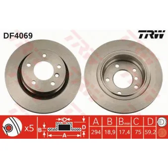 Jeu de 2 disques de frein arrière TRW