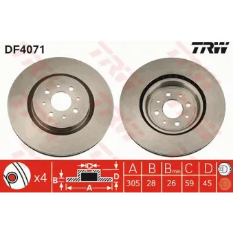 Jeu de 2 disques de frein avant TRW DF4071