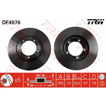 Jeu de 2 disques de frein avant TRW DF4076
