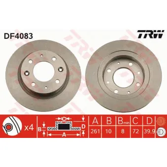 Jeu de 2 disques de frein arrière TRW DF4083