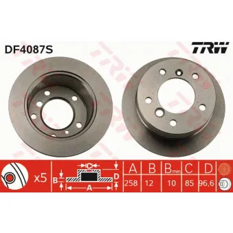Jeu de 2 disques de frein arrière TRW DF4087S