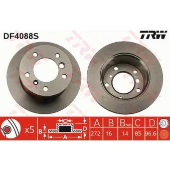 Jeu de 2 disques de frein arrière TRW DF4088S