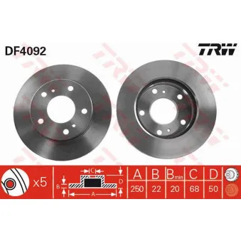 Jeu de 2 disques de frein avant TRW DF4092