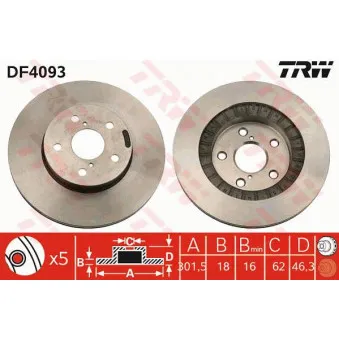 Jeu de 2 disques de frein avant TRW
