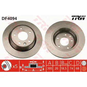 Jeu de 2 disques de frein arrière TRW