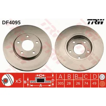 Jeu de 2 disques de frein avant TRW