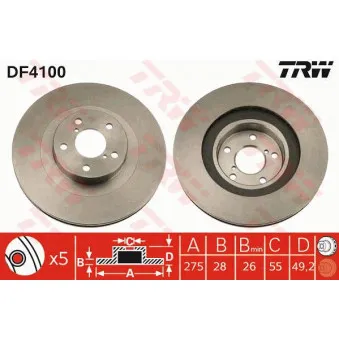 Jeu de 2 disques de frein avant TRW DF4100