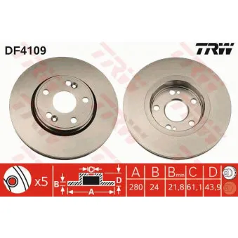 Jeu de 2 disques de frein avant TRW DF4109